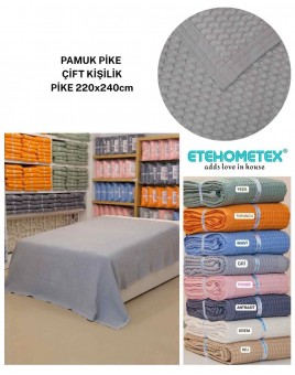 ETEHOMETEX HAVUZLU PİKE ÇİFT KİŞİLİK 220x240cm GRİ 8696474231653
